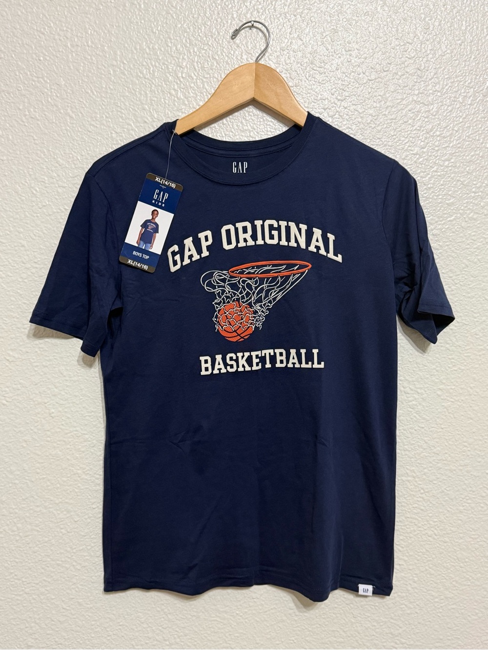GAP Kids Original Basketball T‑Shirt in Navy | Size XL (14-16)
